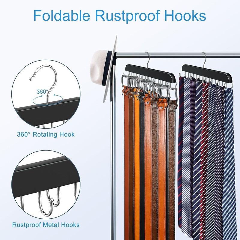 DIRXVMC Belt Holders Belt Storage with 14 Hooks Belt Hanger