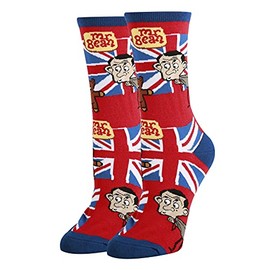 Women's Novelty Socks for Mr Bean, Oooh Yeah Funny Socks, Cool Socks (fits Shoe Size 5 to 10) (Hanging with Mr Bean)