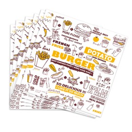 Greaseproof Paper Sheets, 100PCS Baking Wrapping Paper Baking Paper Sheets Food Basket Liners Paper for Deli Breads French Fries Sandwiches Pizza Burgers Hot Dogs (11.22x11.6inch)