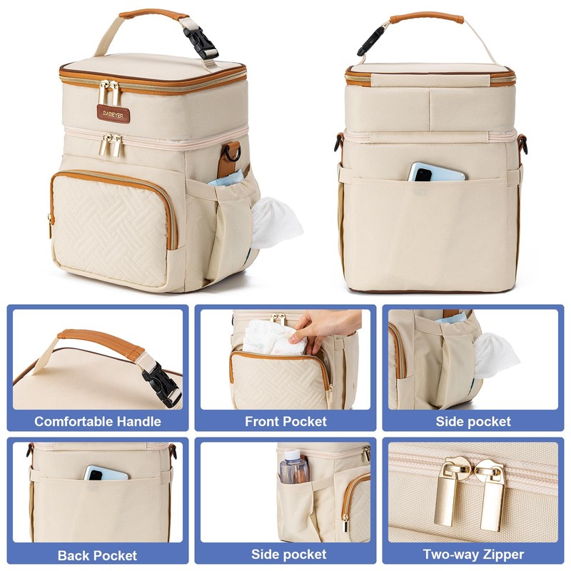 BABEYER Insulated Breastmilk Cooler Bag with Ice Pack - Holds