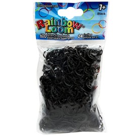 Rainbow Loom® Bandas de goma negras con 24 clips en C (600 unidades)
