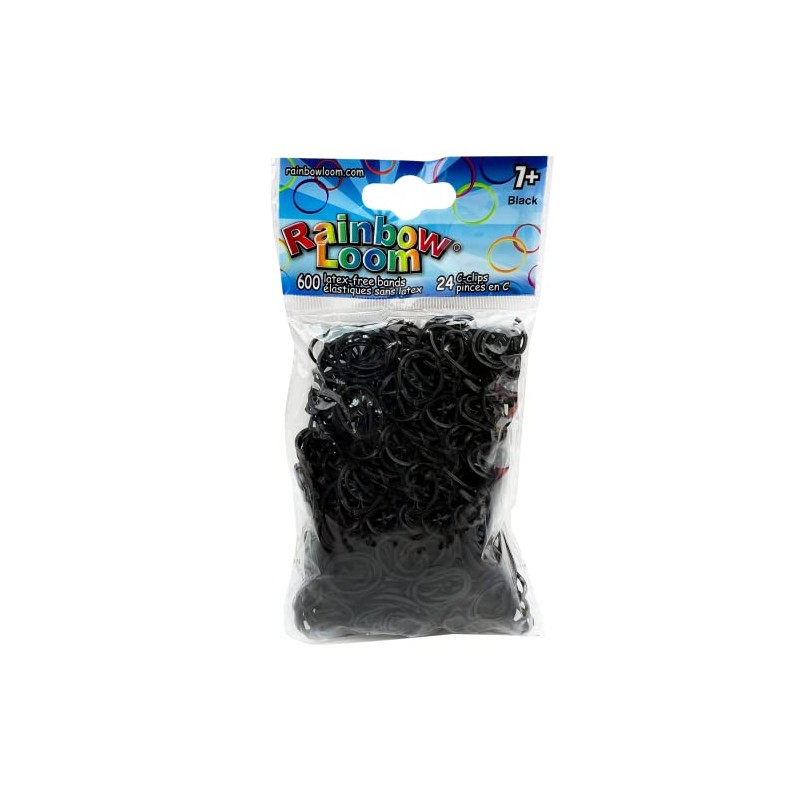 Rainbow Loom® Bandas de goma negras con 24 clips en