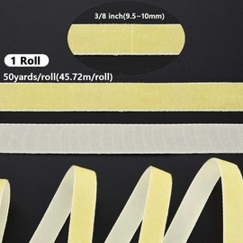 CABODYALS 45.72M 10mm Light Yellow Velvet Ribbon Thin Single Faced Crushed Velvet Fabric Rolls Soft Vintage Ribbons With Spool for Gift Wrapping Decor Necklaces Invitation Bouquet Bow Craft