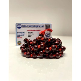 SHIVOHAM Jaipur Germological Lab Certified Red Sandalwood Mala/Natural Sandalwood Rosary/Lal Sandalwood Mala / Rakta Chandan Mala/ Pure Chandan/ Lal Chandan Mala Original for Men/Women Wearing (7Mm)