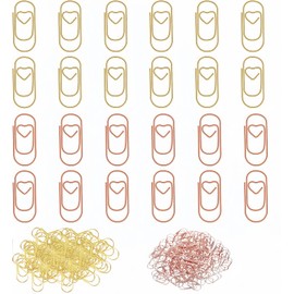 Heyumybit Small Paper Clips,200 Pcs Gold Heart Paper Clips,Paperclips Metal Small Cute Paper Clip Heart Shaped Paperclip for Decorating Postcards Offices Classrooms Document Organizing