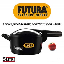 Futura 5-Litre Hard Anodized Induction Compatible Pressure Cooker, Small, Black