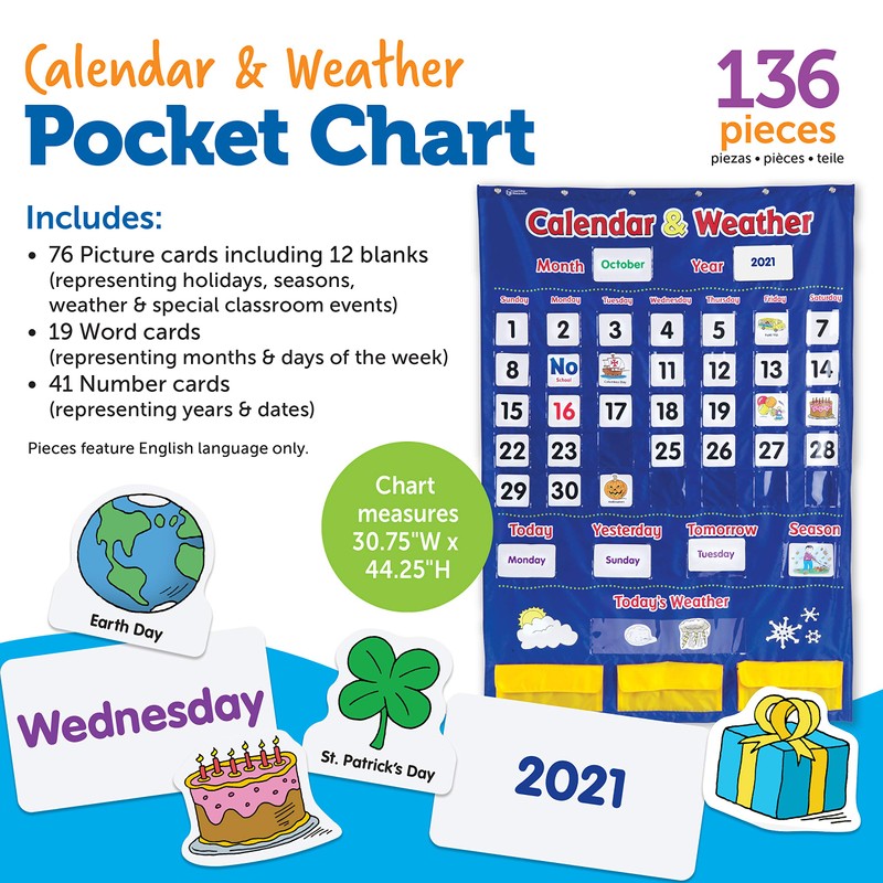 Learning Resources Calendar & Weather Pocket Chart - Classroom Must