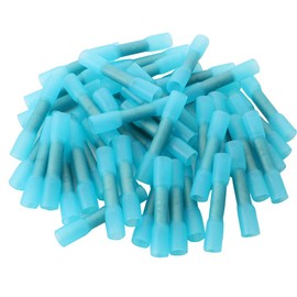QitinDasen 60Pcs Heat Shrink Butt Connectors, Heat Shrink Wire Connector Butt Terminals Kit, Crimp Connectors Waterproof Insulated Electrical Terminals (16-14 AWG, Blue)