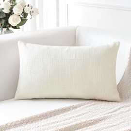 Artscope Linen Cushion Covers Set of 1 Decorative Lumbar Pillowcase Pillow Cover 12x20 Inch for Home Decor Sofa Bedroom Car 30x50cm Cream White