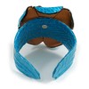 Avalaya Statement Turquoise Snake Print Leather Rose Flower Flex Cuff