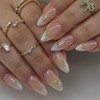 French Tip Press on Nails Almond Fake Nails Medium False