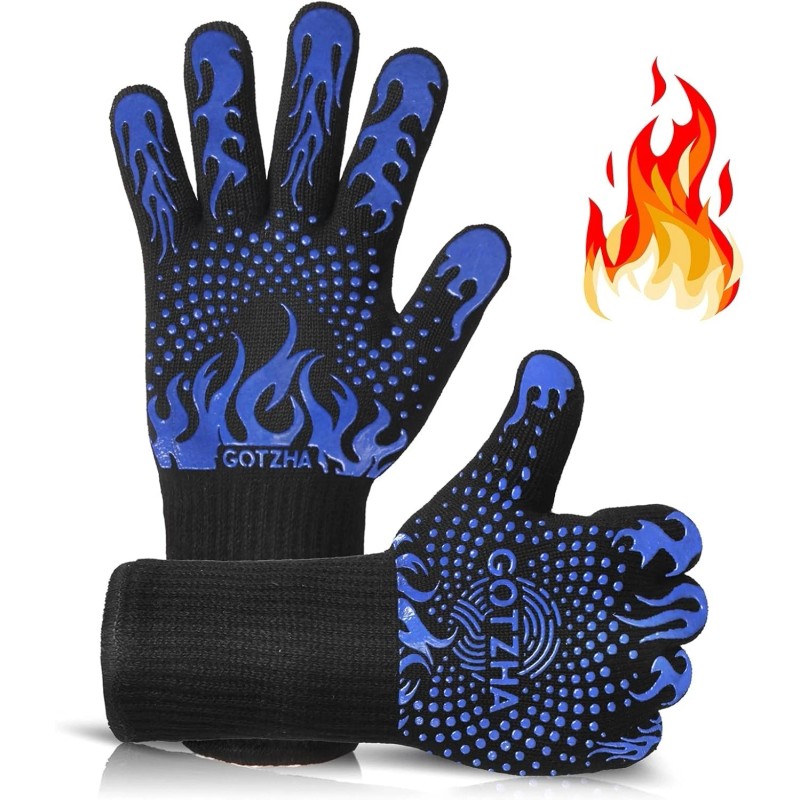 Extra Long 14-Inch BBQ Gloves - Comfortable Heat Resistant Silicone