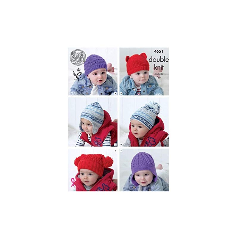King Cole 4651 Knitting Pattern Babies Childrens Hats in Cherished