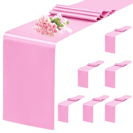 6 Pack Pink Table Runner,Satin Table Runner, 12 x 72 Inch Silk Table Runners for dining Table,Pink Table Runners for Wedding,Birthday Banquets Engagements Party Decoration