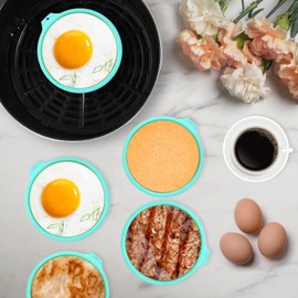 4PCS Air Fryer Egg Mould, 4'' Air Fryer Accessories Burger Buns Moulds Egg Ring Molds Non Stick Moulds for Fried Egg Muffin Sandwiches, Breakfast Household Kitchen Cooking Tool (Round)