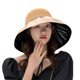 ITODA Women UPF 50+ Wide Brim Sun Hat UV Protection Bucket Hat Ladies Summer Hat Straw Beach Hat Safari Outdoor Hat (21.6-22.8 inch) Khaki