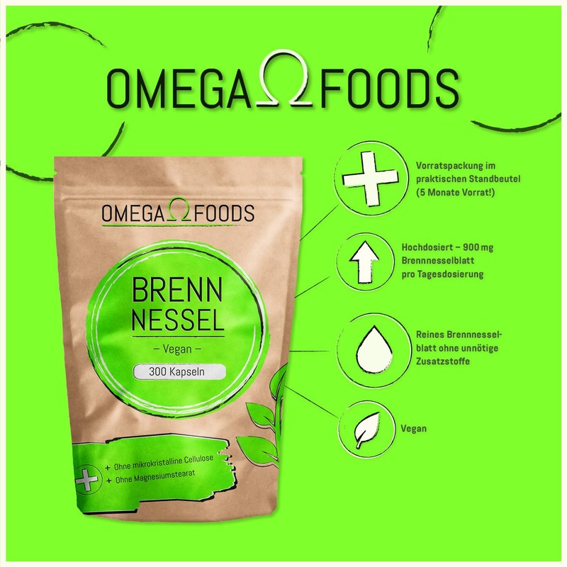 Nettle Capsules - Total 300 Capsules - High Dose 900