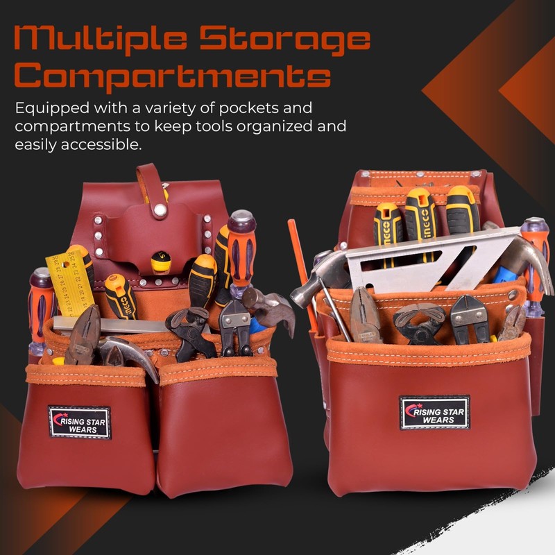 Leather Tool Pouch, Tool Organizer, Premium Tool Bag for Carpenter,