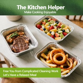 Demiwise Thickened 10 Pack Heavy Duty Aluminum Pans with Lids, 9x11 Aluminum Foil Pans Disposable, Half Size Steam Table Foil Baking Tray for Cooking, Baking, Roasting & Chafing, Carton Packaging