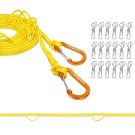 Packgoape Portable Travel Clothesline, Windproof Clothes Laundry Line with Clothespins & Hang Holes, Indoor & Outdoor Clothes Drying Rope for Hotel, Backyard,Cruise Ships, Camping