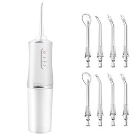 Irrigador Bucal Portatil,240ML Irrigador Dental Inalámbrico Portatil Profesional Limpiar Dientes Con4 Boquillas 3 Modos Para el Hogar y los Viajes,