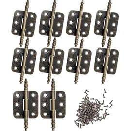 ZYEKIU 10 Pcs Retro Door Hinges Folding Butt Hinges Cupboard Hinges with 60 Antique Hinge Screws for Home Furniture Hardware Cabinet Closet Door Drawer Wood Box
