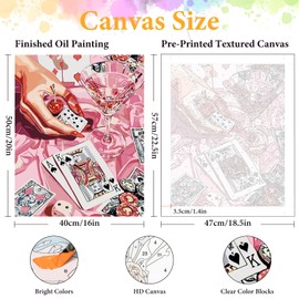 Paint by Numbers Kit for Adults Beginner Cocktail, Poker Adult Paint by Number Kits on Canvas, Pink DIY Acrylic Oil Painting by Numbers for Adults, Perfect for Home Wall Decor 16X20 Inch