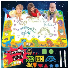 2025 Trending 1-4 Year Old Toddlers Painting Toy Water Doodle Mat for Girls and Boys Dinosaur Coloring Pad for Kids Age 1 2 3 4 Magic Drawing Board Educational Christmas Birthday Gifts for Education