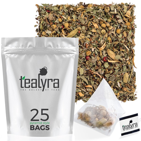 Tealyra - Tranquil Dream - 25 Bags - Chamomile Honeybush Lavender - Calming - Relaxing - Herbal Loose Leaf Tea - Caffeine-Free - Pyramids Style Sachets