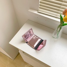 lomaifoer 2023 fashion wallet Europe and the United States wind card bag female cross-border trend multicolor bright bread bag hundred with tide（Pink）