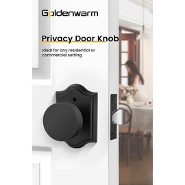 goldenwarm Black Door Knobs Interior, Zinc-Alloy Heavy Duty Matte Black Door Knobs, Privacy Door Knob Interior for Bedroom Bathroom (4 Pack)