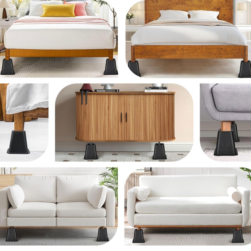 ANNKUT 6 Inch Heavy Duty Bed Risers, Furniture Risers for