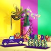 KSKSPE 4Pcs Mardi Gras Wooden Table Centerpiece Decorations