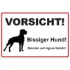 Sign 200 x 140 mm Caution Bissiger Hund Sturdy Aluminium
