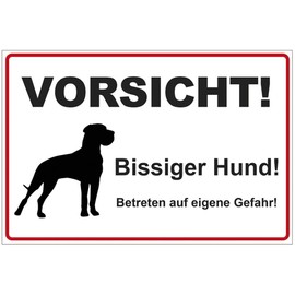 Sign 200 x 140 mm Caution Bissiger Hund Sturdy Aluminium / Dibond 3 mm Thick