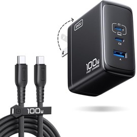 INIU 100W Cargador Tipo C, 3-Puertos Cargador Carga rapida con 1.5m Cable