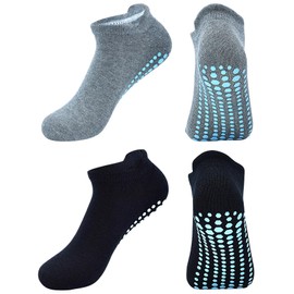 DECOVICI Non Slip Yoga Socks Women Pilates Anti-Skid Thickening Cushion Ankle Athletic Socks Barre Training Gym Home 2 Pairs(Black+Gray,M)