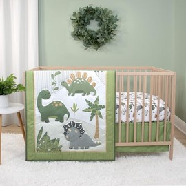 El juego de ropa de cama para cuna de 3 piezas The Peanutshell para niños - Decoración de guardería para recién nacidos, bebés y niños pequeños con sábana ajustable para cuna, edredón con volante