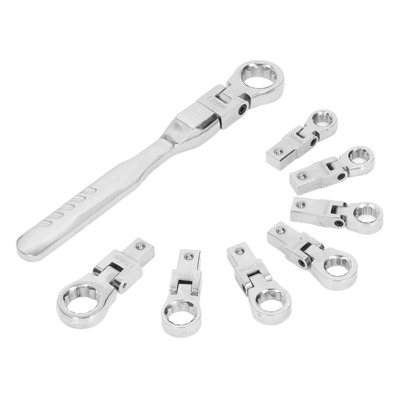 9Pcs Interchangeable Ratchet Wrench Chromium Vanadium Steel Box Wrench Set