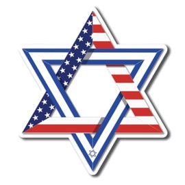 Magnet Me Up Magen David Star Shaped Combo American and Israeli Flag Magnet Decal, 4.5x5 in, Heavy Duty Automotive Magnet for Car, Truck, Or Any Magnetic Surface, Support and Stand United with Israel