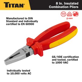Titan 73328 8-Inch VDE Insulated Combination Pliers