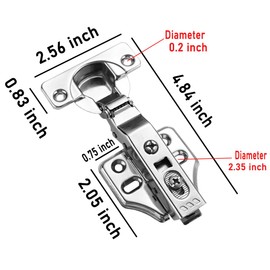4PCS Cabinet Door Hinges Frameless Full Overlay Soft Close Hinge Satin Nickel Speed Control 3D Adjustment for Kitchen Cabinets Wardrobes