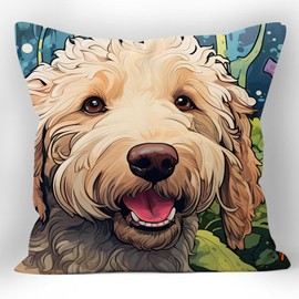 EDGFRTOIO Cute Golden Doodle Pillow Covers 18x18 in Double Sided Pattern Pillowcases, Funny Fashions Short Plush Pillow Case Decorative Square Cushion Cover for Home Couch Sofa Car Decor