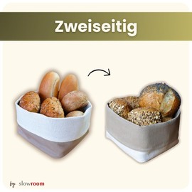 Bread Basket Half Linen Double-Sided Square 12.5 x 12.5 cm Adjustable Height 8-13 cm Natural