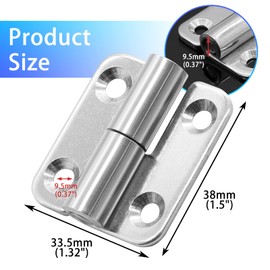Bonsicoky 6 Pcs Stainless Steel Left Lift-Off Hinges, 1.5 Inch Detachable Slip Joint Small Flag Hinges with Screws