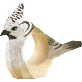 Wildlife Garden WG580 Napkin Ring Crested Tit - Hand Carved Wooden Napkin Ring for Table Decoration