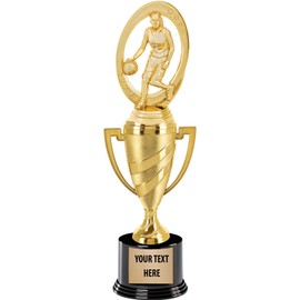 Crown Awards Basketball Trophy, 14" Gold Cup Female Basketball Trophies, Enter Your Own Engraving, 10 Pack Prime