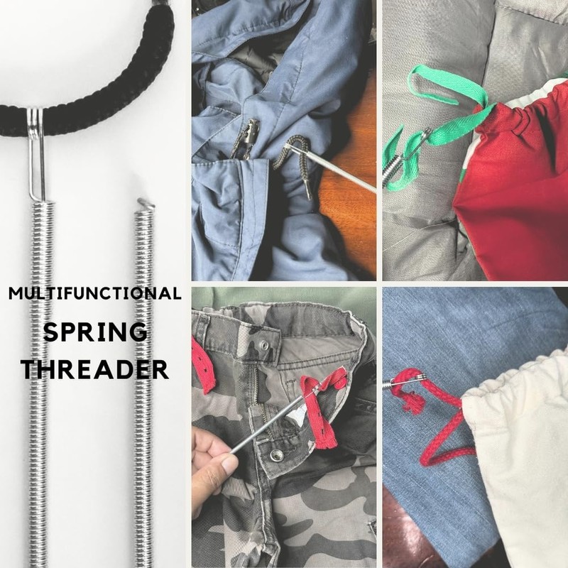 Drawstring Threader Tool(Spring) Stringing Tool,Rope Threader Clip,Replacement with Easy Threader