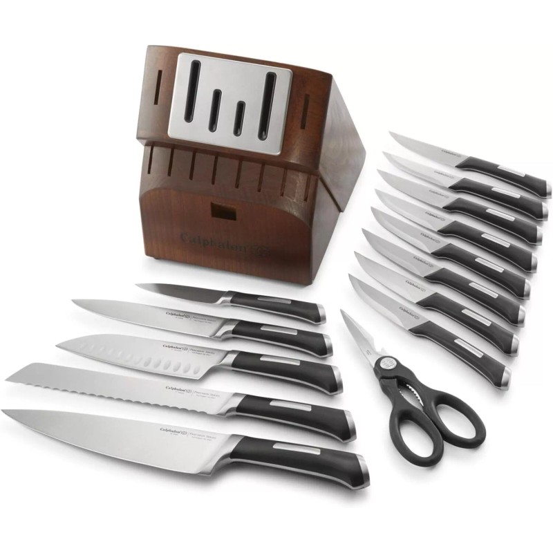 Calphalon Brand New 15-Piece Calphalon Kitchen Knife Set with Self-Sharpenin
