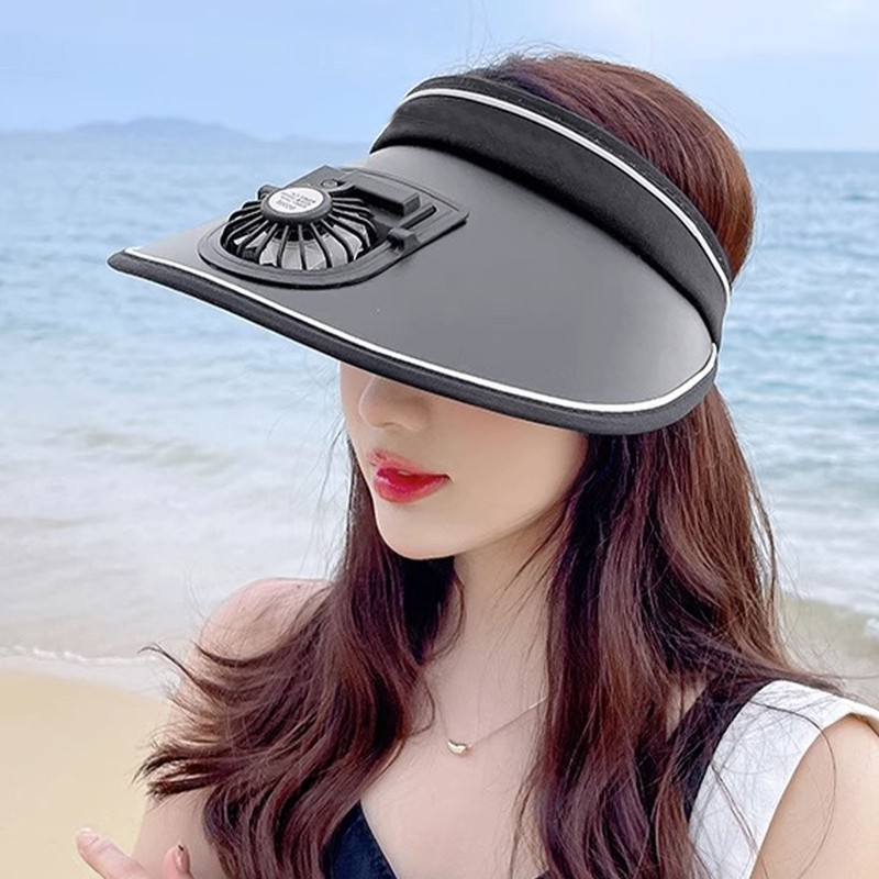Sun Visor Hats with Fan Large Area Sun Protection Visors